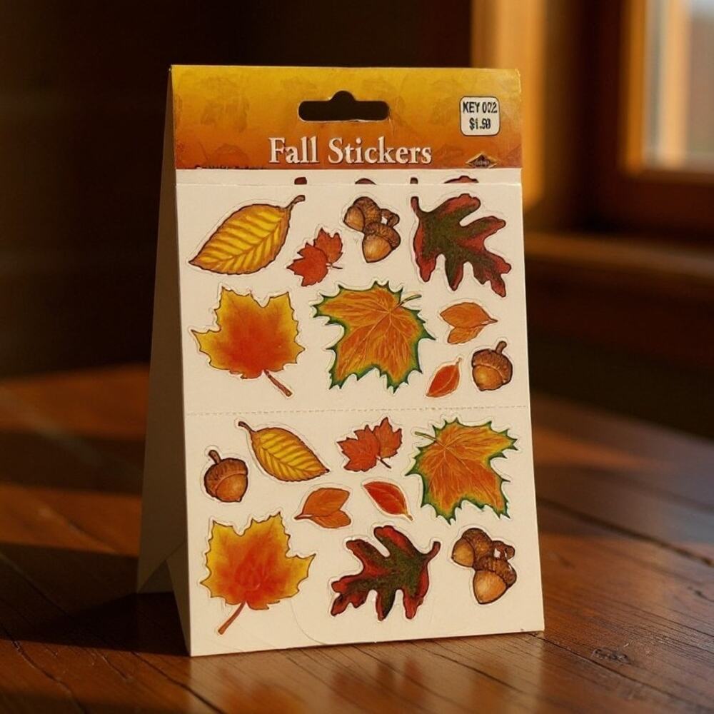 Vintage Beistle Creation Thanksgiving Stickers 3 Sheets Fall Leaves Acrons